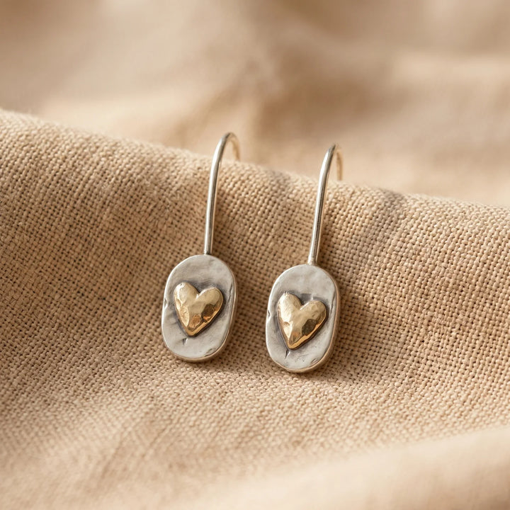 Vintage heart earrings in silver and gold