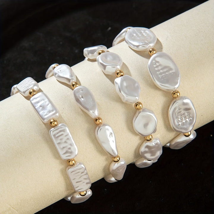 Set of 4 Pearl Statement Bracelets