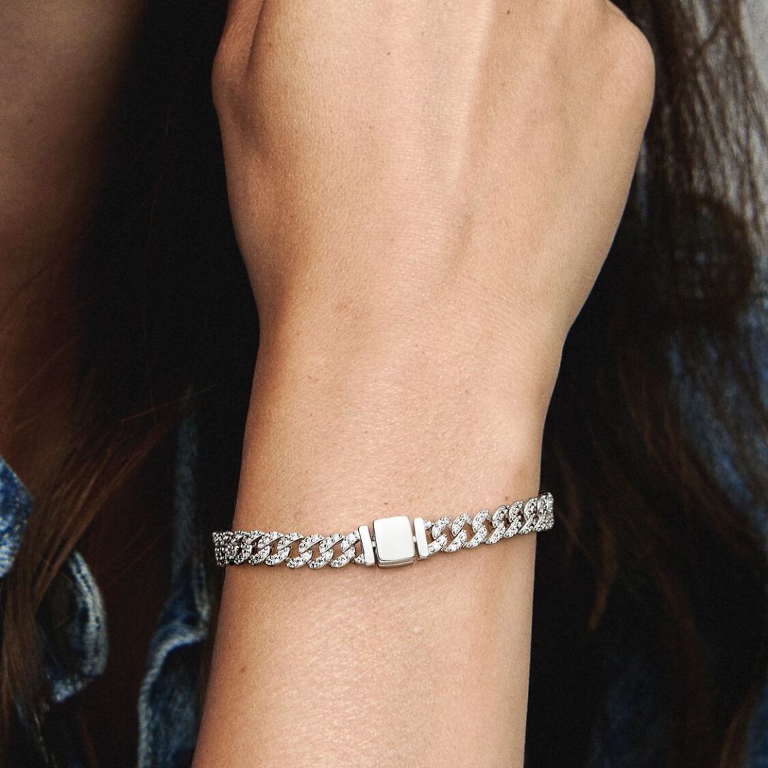 Pavé Cuban Bracelet | White Gold