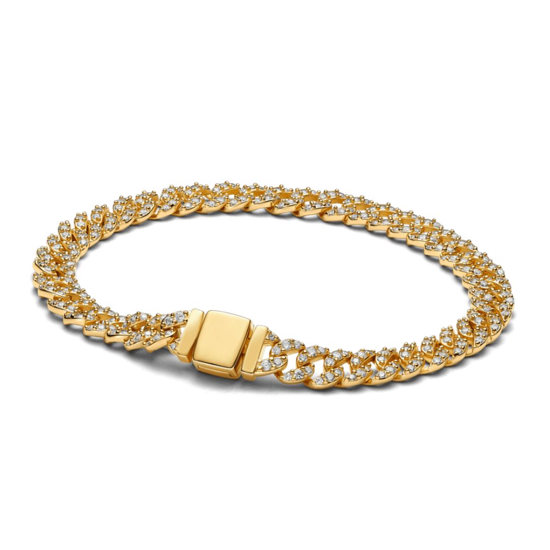 Pavé Cuban Bracelet | White Gold