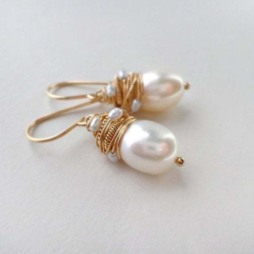 Gold Thread-Bead Vintage Earrings