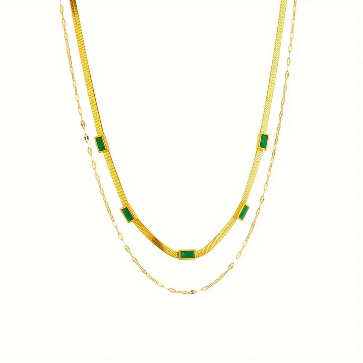 Sorella Two-Layer Retro Gold Necklace with Gemstone