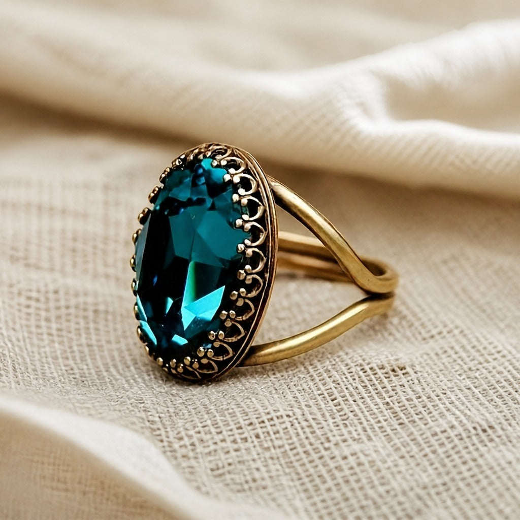 Statement Ring Sapphire Blue Celestial