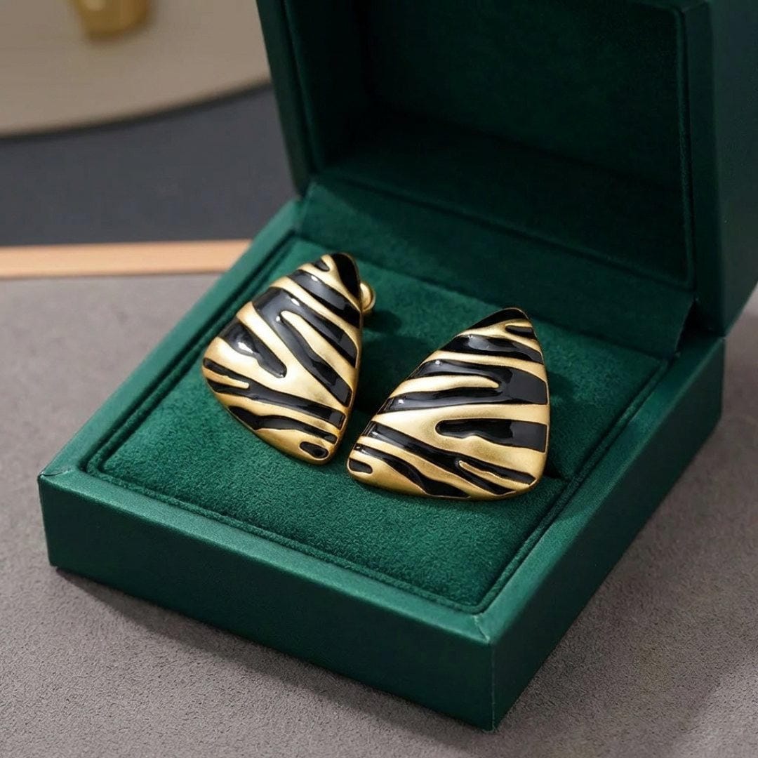 Triangular zebra stud earrings