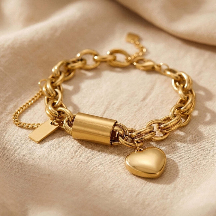 Gold-Tone Heart Link Bracelet