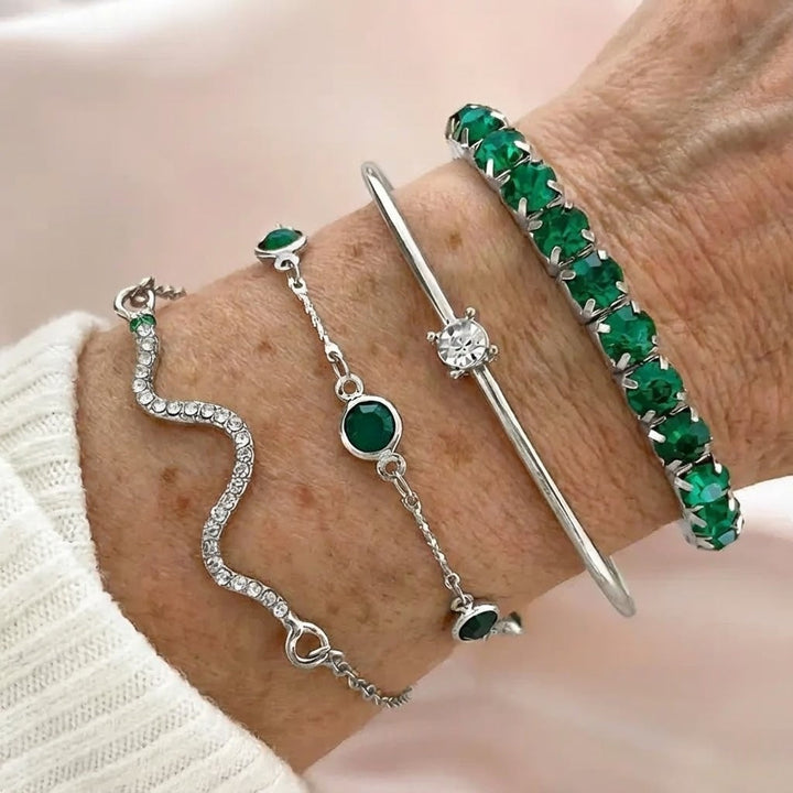 Layered Emerald Bracelet Set