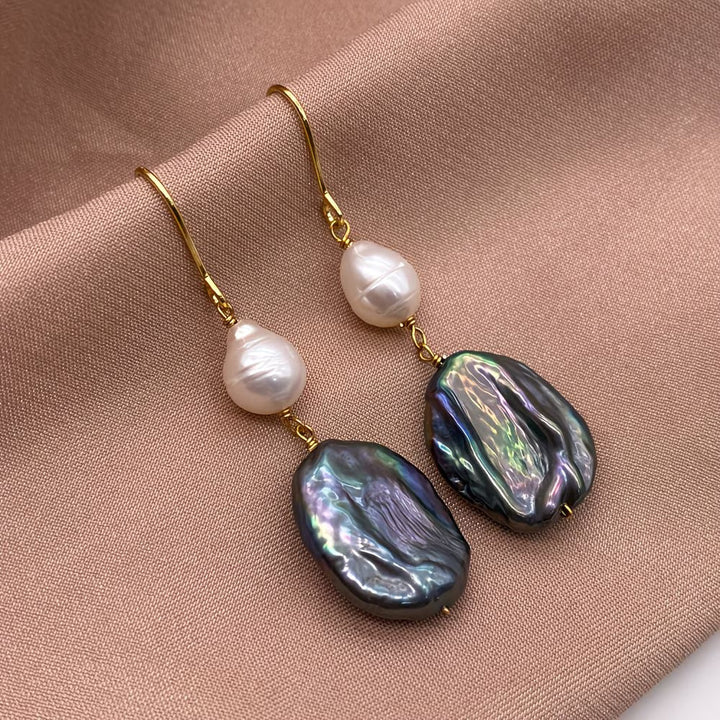 Peacock Pearl Drop Earrings