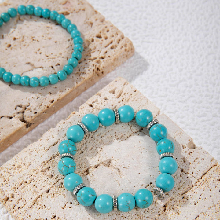 Set of 5 Large Turquoise Bead Bracelets