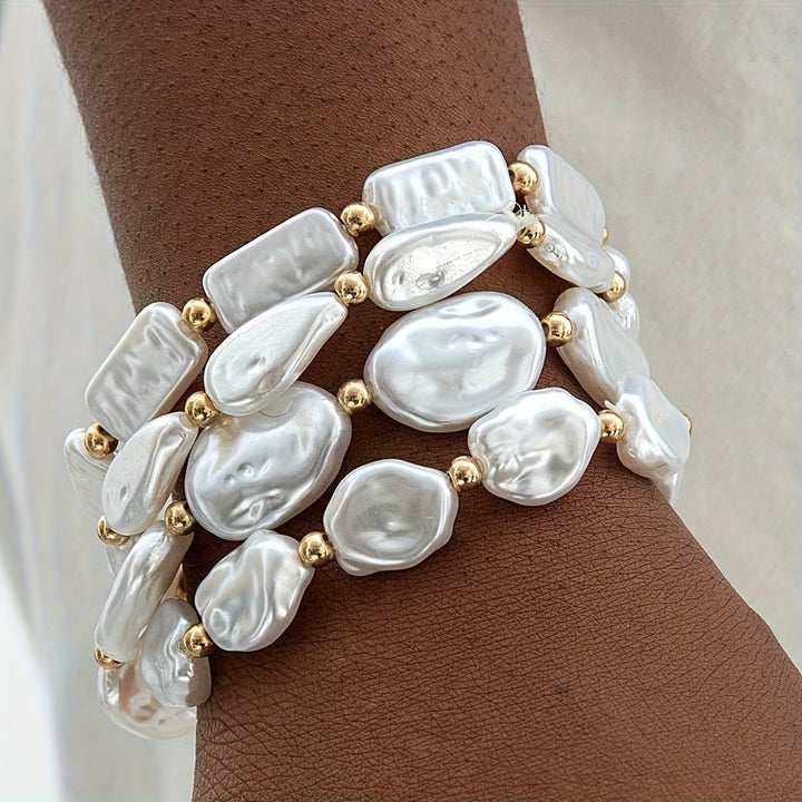 Set of 4 Pearl Statement Bracelets