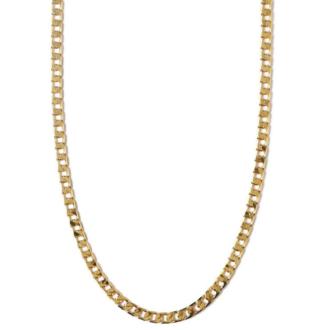 Flat Curb Chain Necklace | White Gold