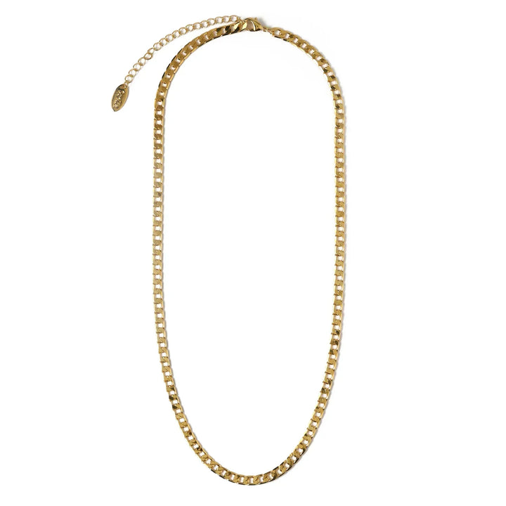 Flat Curb Chain Necklace | Gold