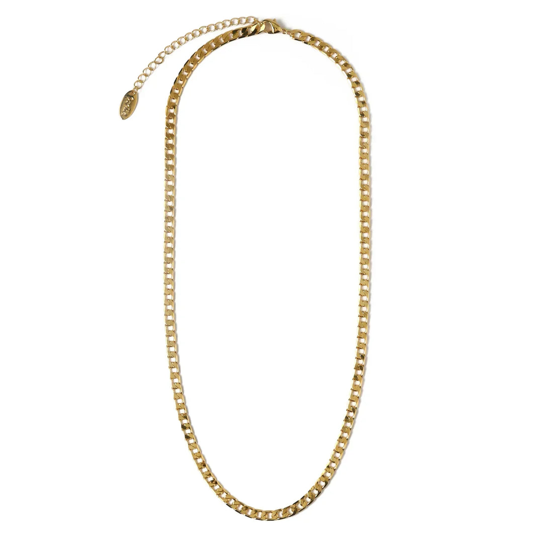 Flat Curb Chain Necklace | White Gold