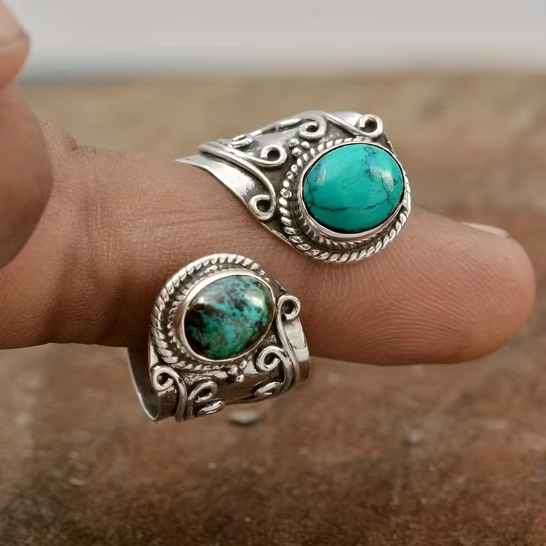 Vintage Boho Mosaic Gemstone Ring