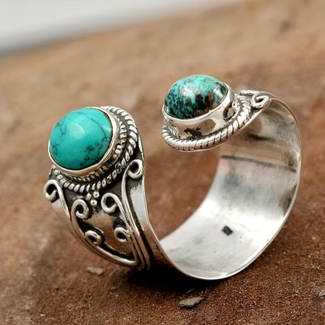 Vintage Boho Mosaic Gemstone Ring