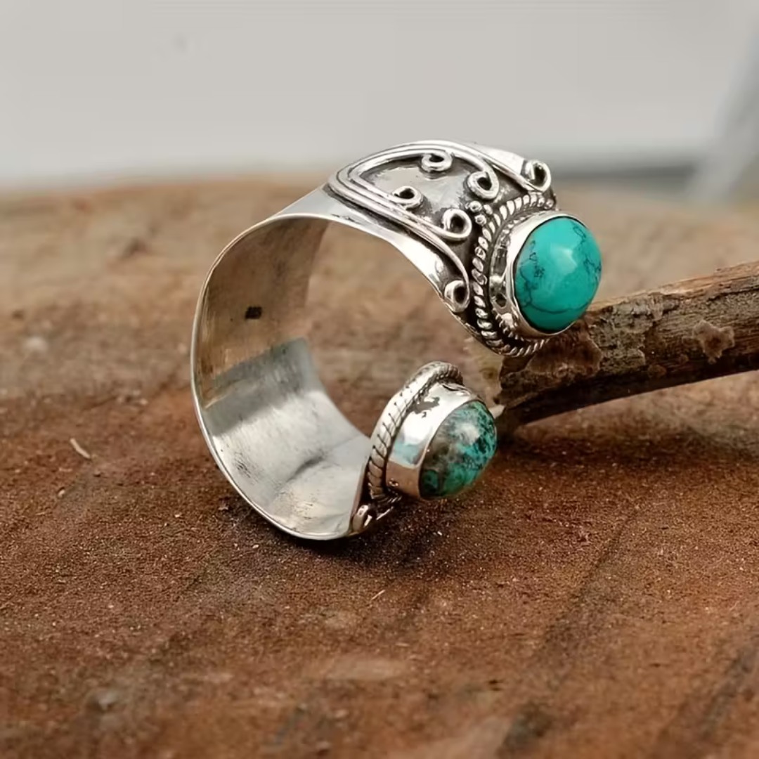 Vintage Boho Mosaic Gemstone Ring