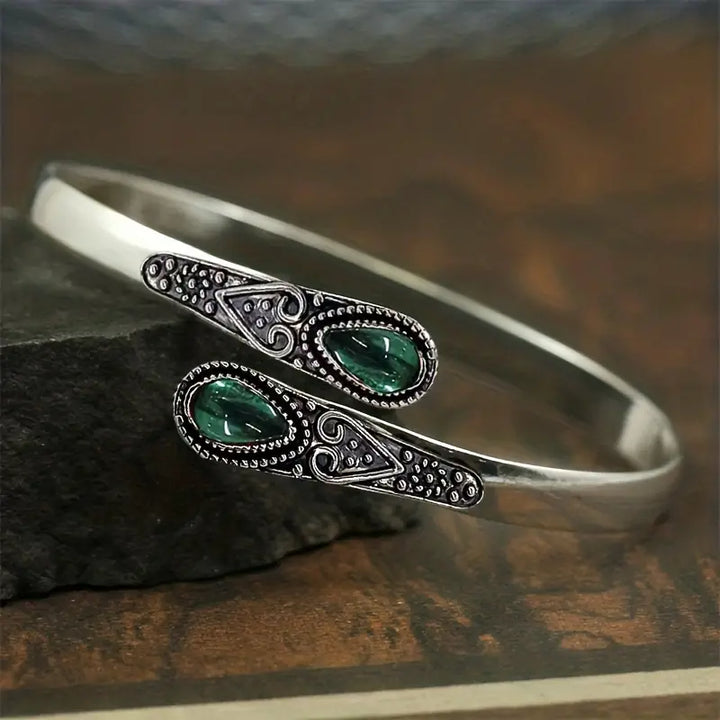 Emerald Drop Open Bangle