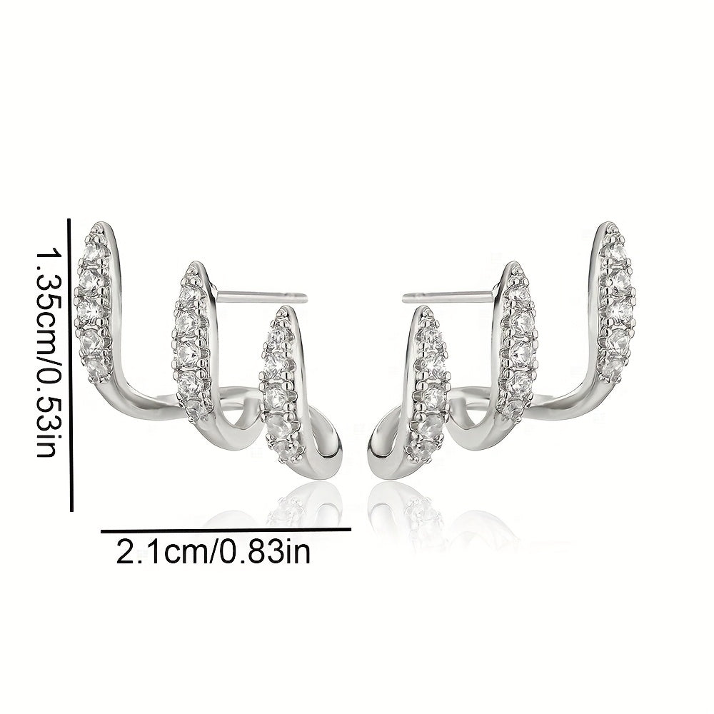 Elegant Earrings with Rhinestones and Three-Prong Setting - Haller