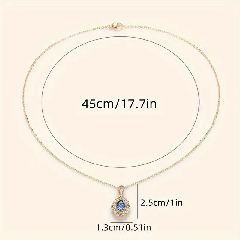 Oval Sapphire Double Halo Pendant Necklace - Gold