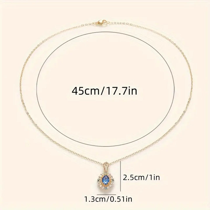 Oval Sapphire Double Halo Pendant Necklace - Gold