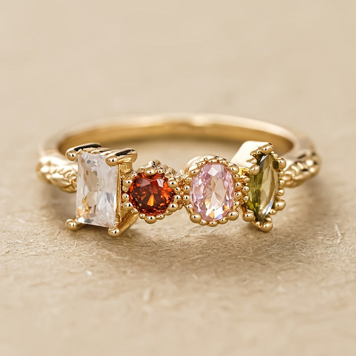 Retro multicolored gemstone ring