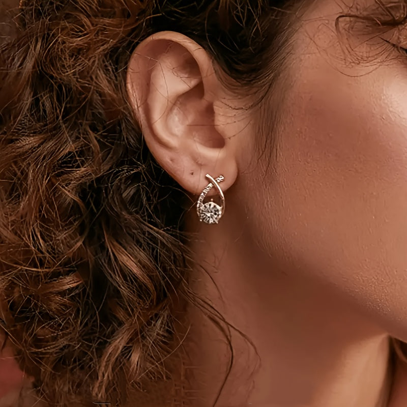 Gold Cross Stud Earrings with Cubic Zirconia - Haller