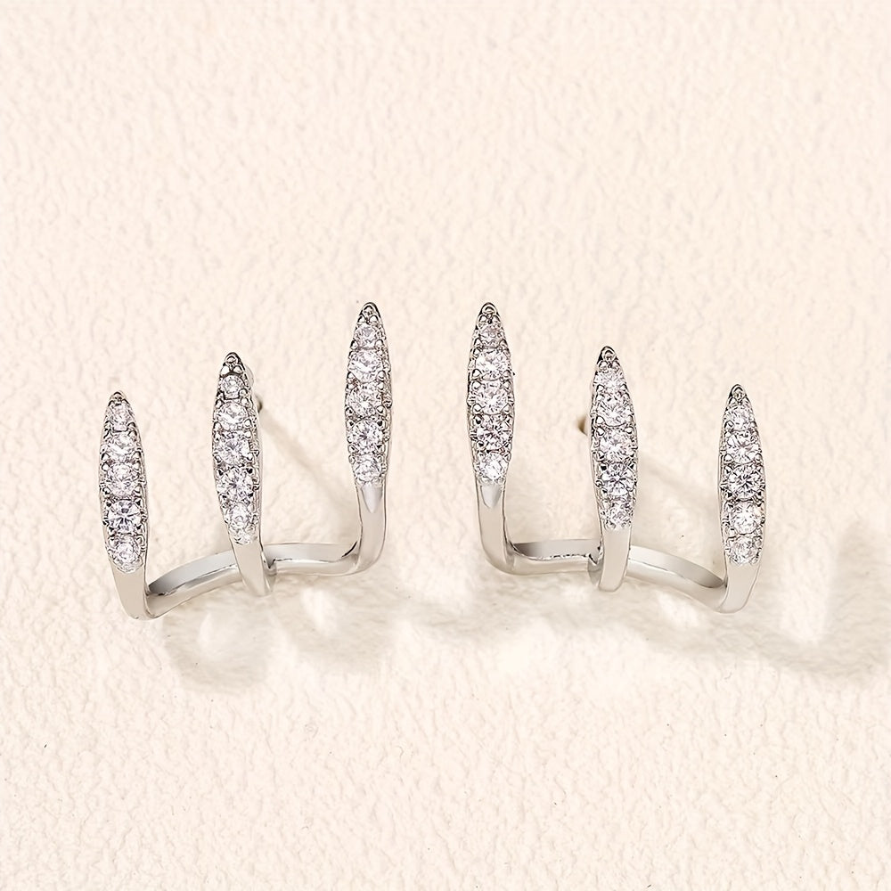 Elegant Earrings with Rhinestones and Three-Prong Setting - Haller