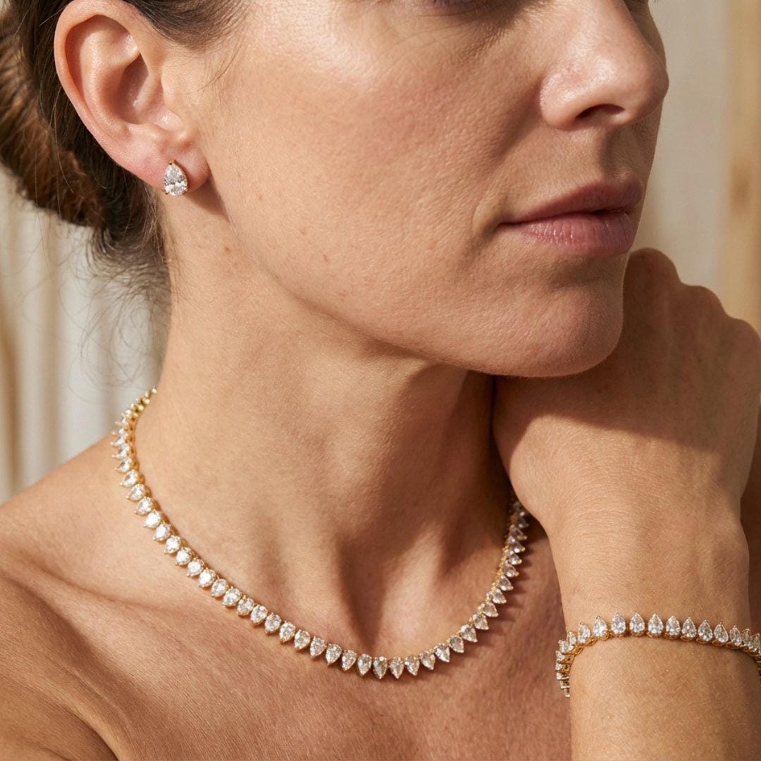 Gorgeous transparent round cubic zirconia bridal set