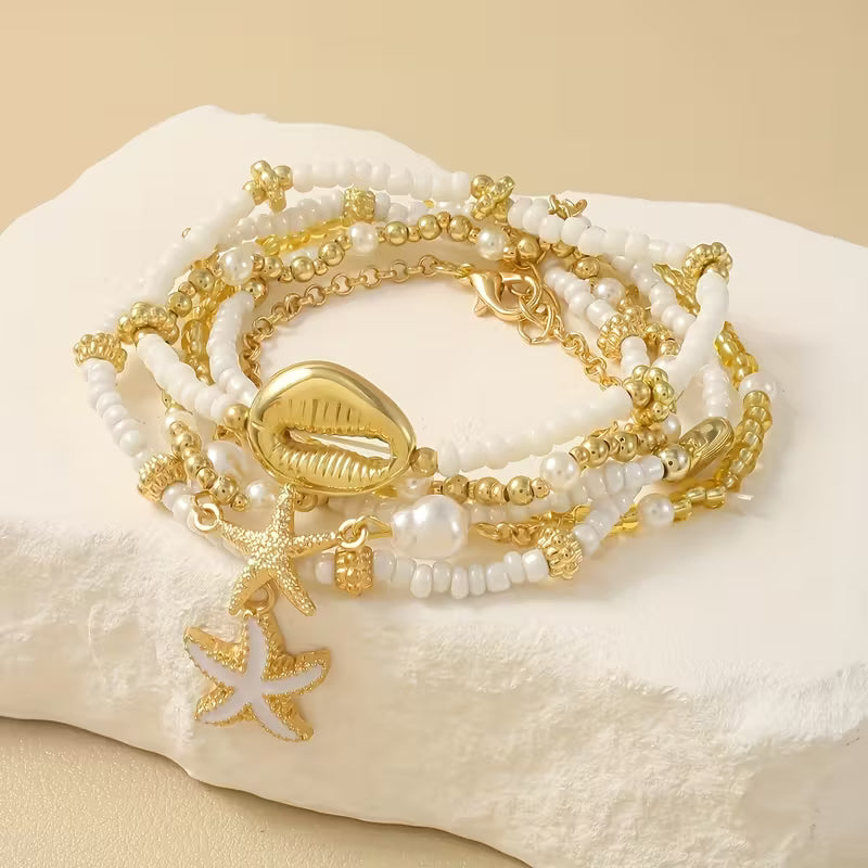 Küsten Gold & Pearl Bracelet Set of 6