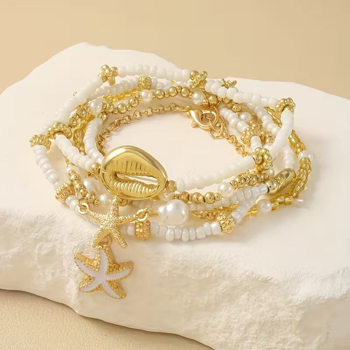 Küsten Gold & Pearl Bracelet Set of 6