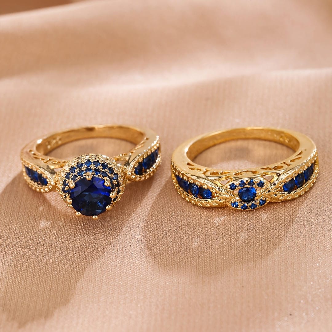 Victoria Gold-Plated Sapphire Ring Set