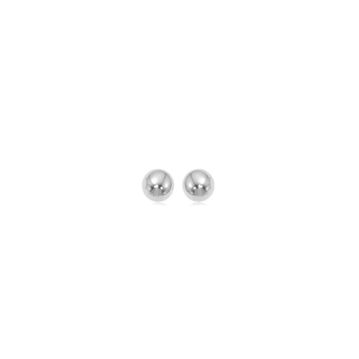 Ball Stud Earrings | White Gold