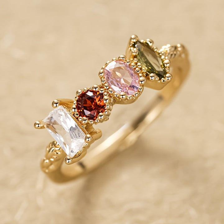 Retro multicolored gemstone ring
