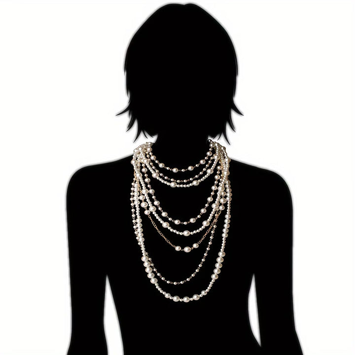 Boho layered pearl statement set