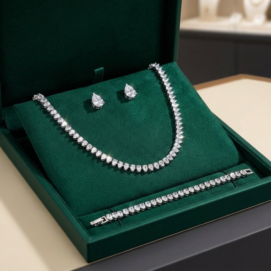 Gorgeous transparent round cubic zirconia bridal set