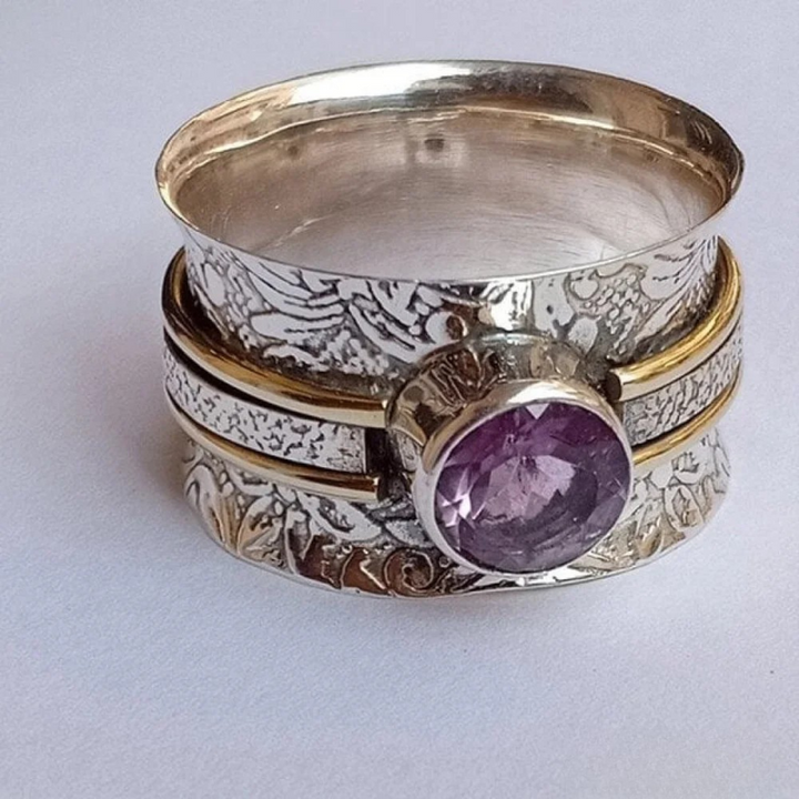 Boho Meditation Ring with Crystal