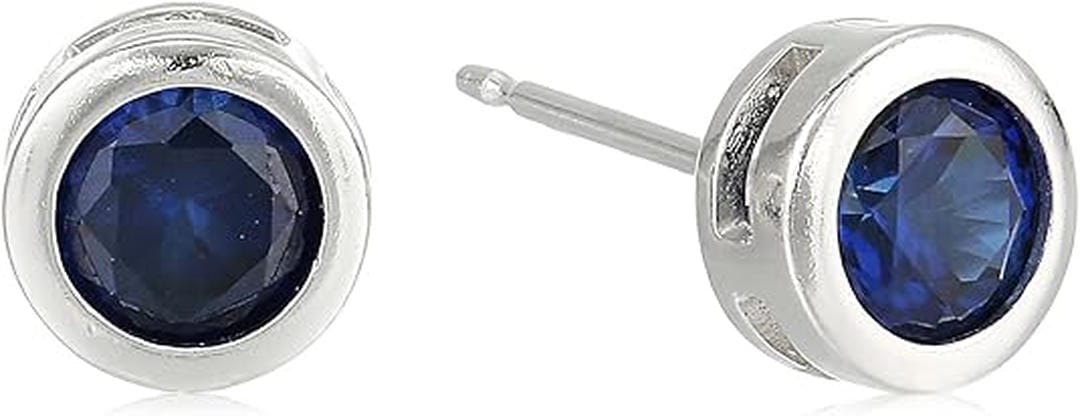 Sapphire stud earrings with bezel setting