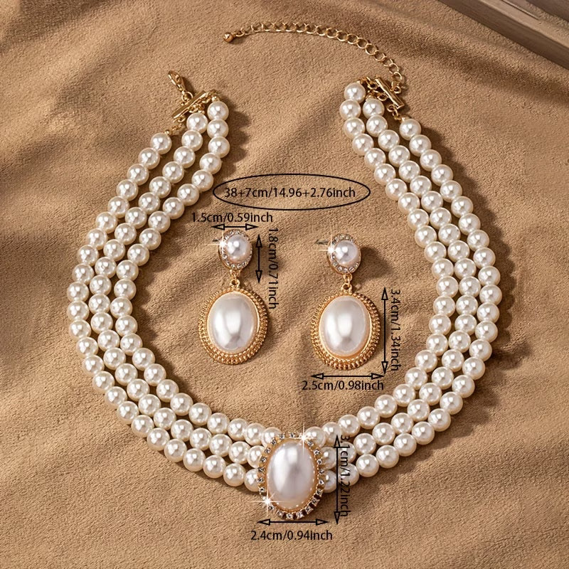 Classic pearl strand jewelry set