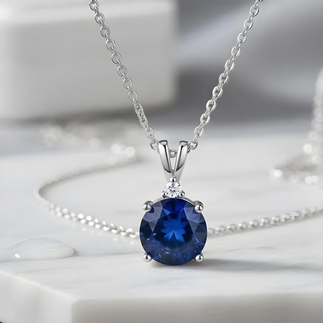 Round-Cut Sapphire Necklace