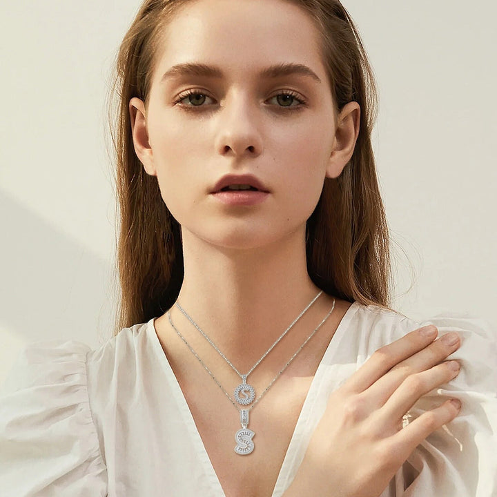Pavé Initial Letter Necklace Set | White Gold