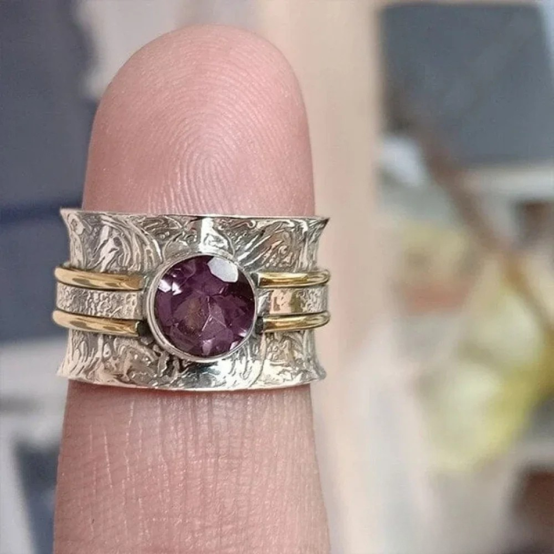 Boho Meditation Ring with Crystal