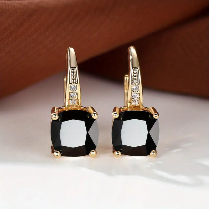 Mystic Sapphire Stone Hoop Earrings | Gold