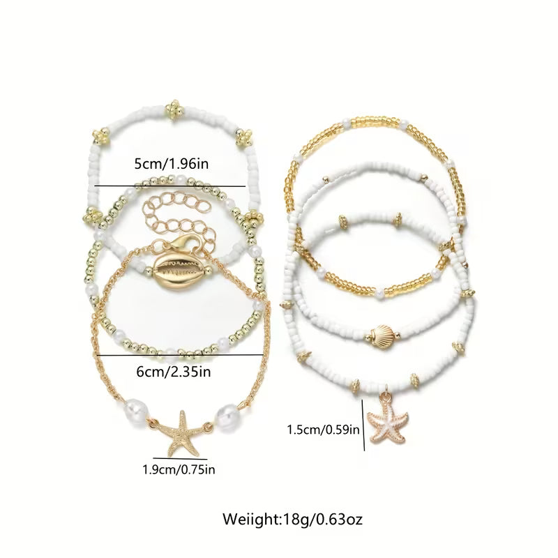 Küsten Gold & Pearl Bracelet Set of 6
