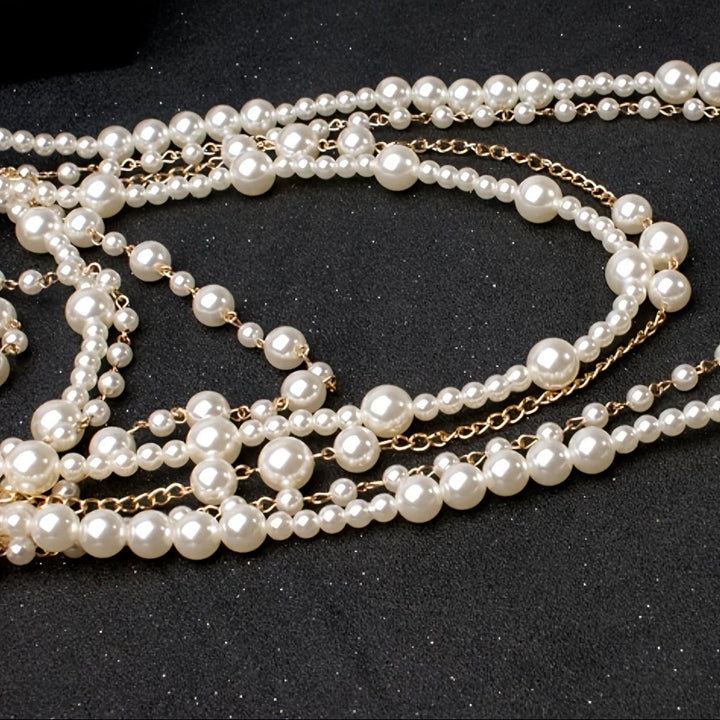 Boho layered pearl statement set