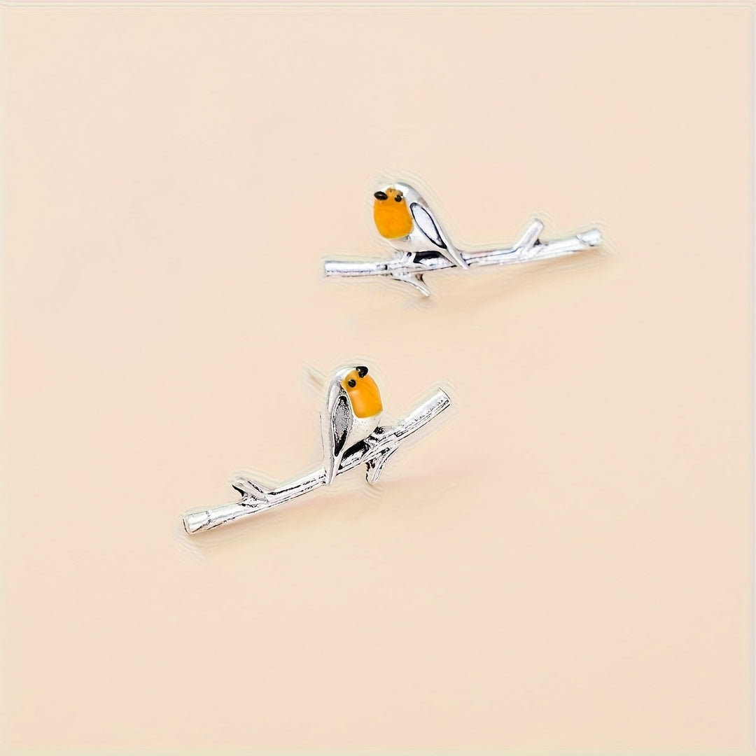 Bird motif earrings