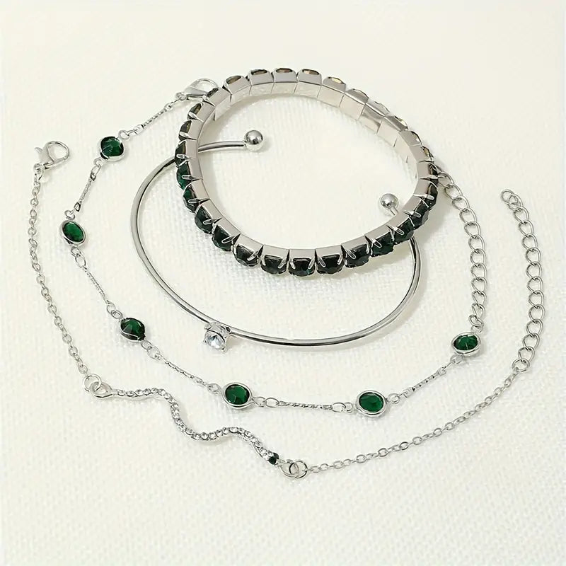 Green Gemstone Bracelet Set
