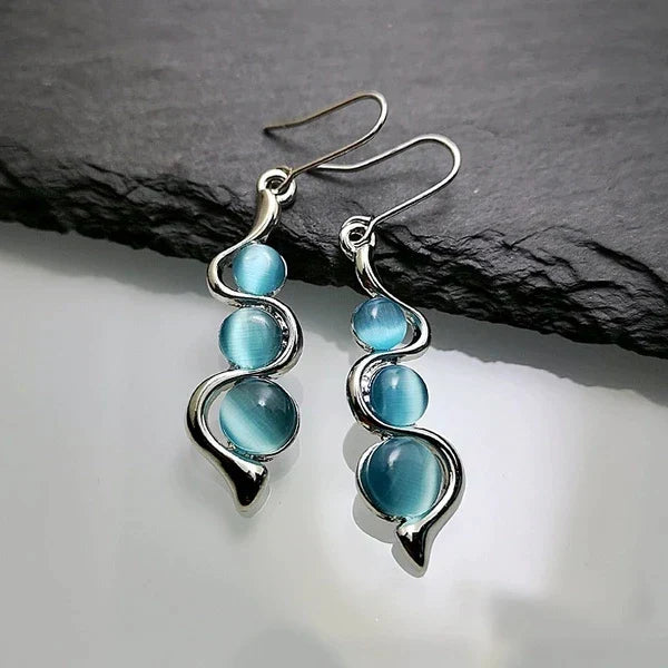 Drop earrings with blue crystal