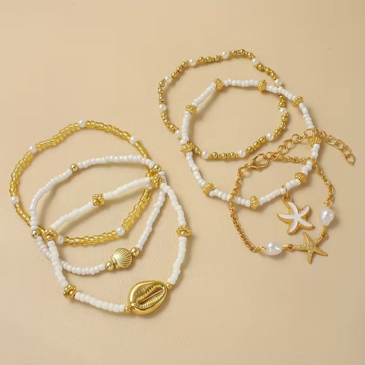Küsten Gold & Pearl Bracelet Set of 6