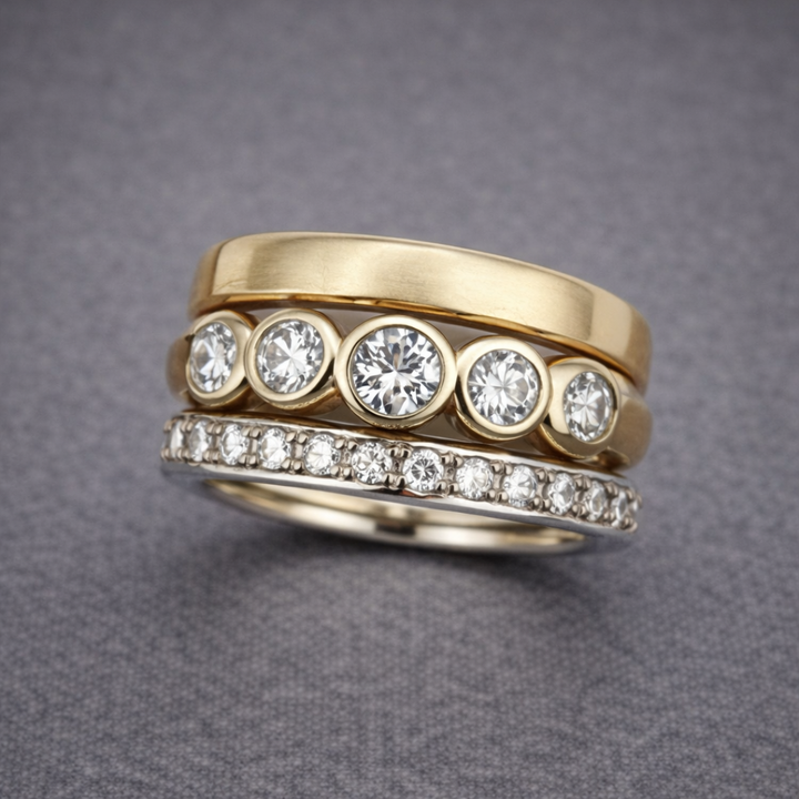 Classic Gold Anniversary Ring with Diamond