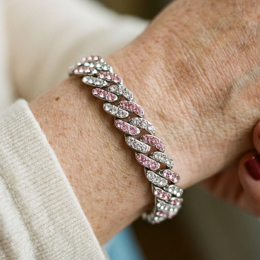 Elegant Cuban Rose Gold and Sapphire Bracelet