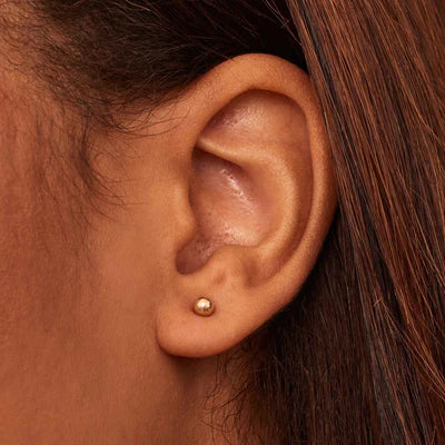 Ball Stud Earrings | White Gold